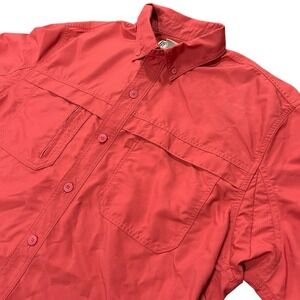 Duluth Trading Co XL Vented Shirt Red Short Sleeve Hiking Men's Button Down